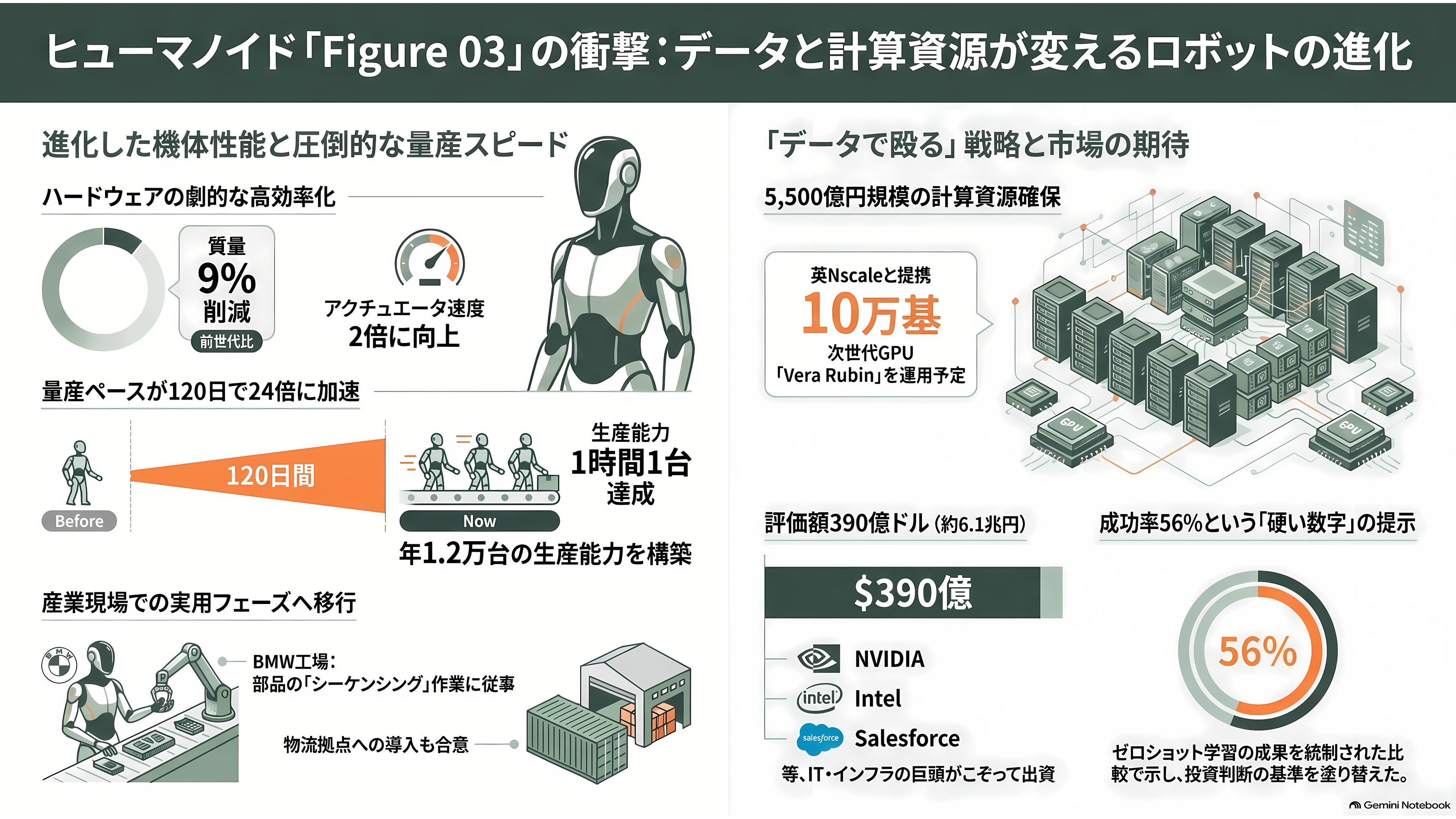 フィジカルAIの本命はどこか。Tesla Optimus、Figure 03、そして日本勢の距離 - Figure 03 ― データで殴る者の強み、56%という課題 - 章扉