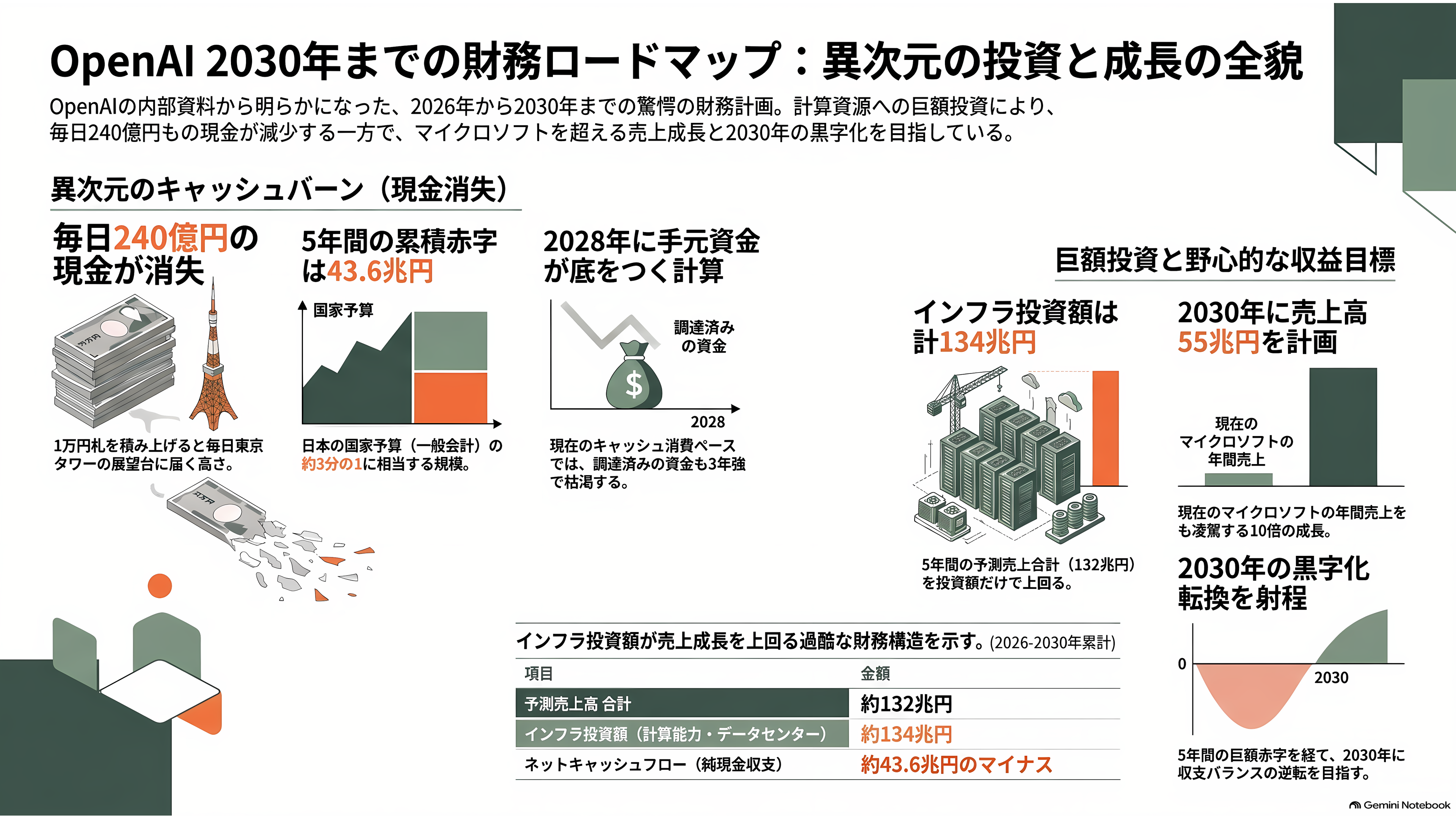 OpenAI、黒字化達成までに赤字が43.6兆円に達するとの報道 - 毎日240億円が消えていく計画書 - 章扉