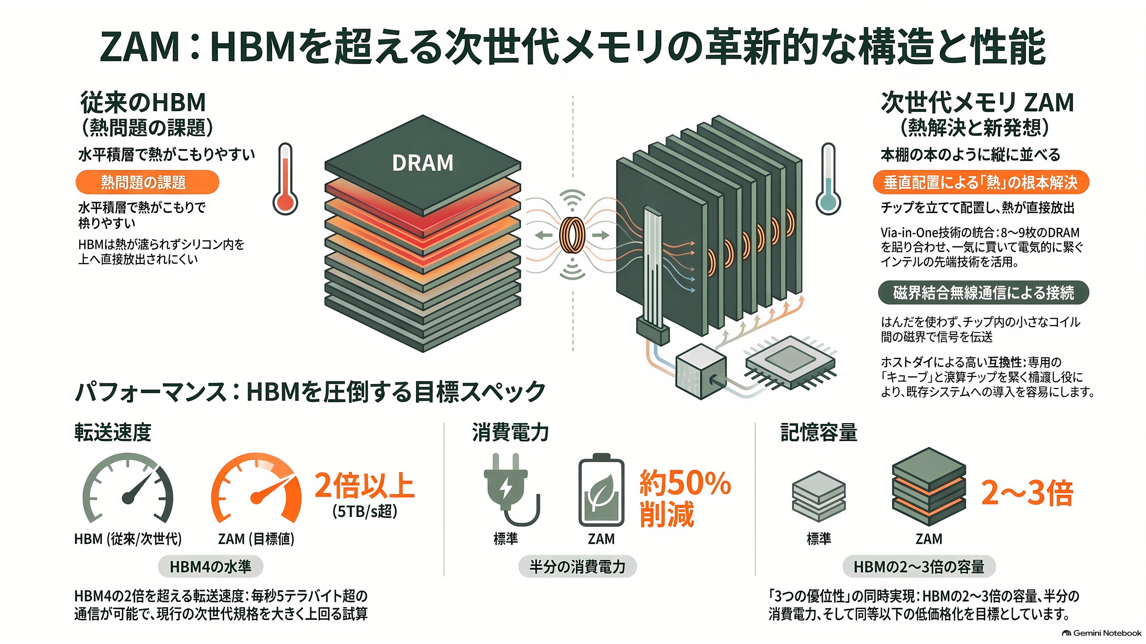 ソフトバンク傘下 SAIMEMORY × 新光電気工業が次世代メモリZAMで協業 - ZAMの仕組み――立てて並べ、磁界でつなぐ - 章扉