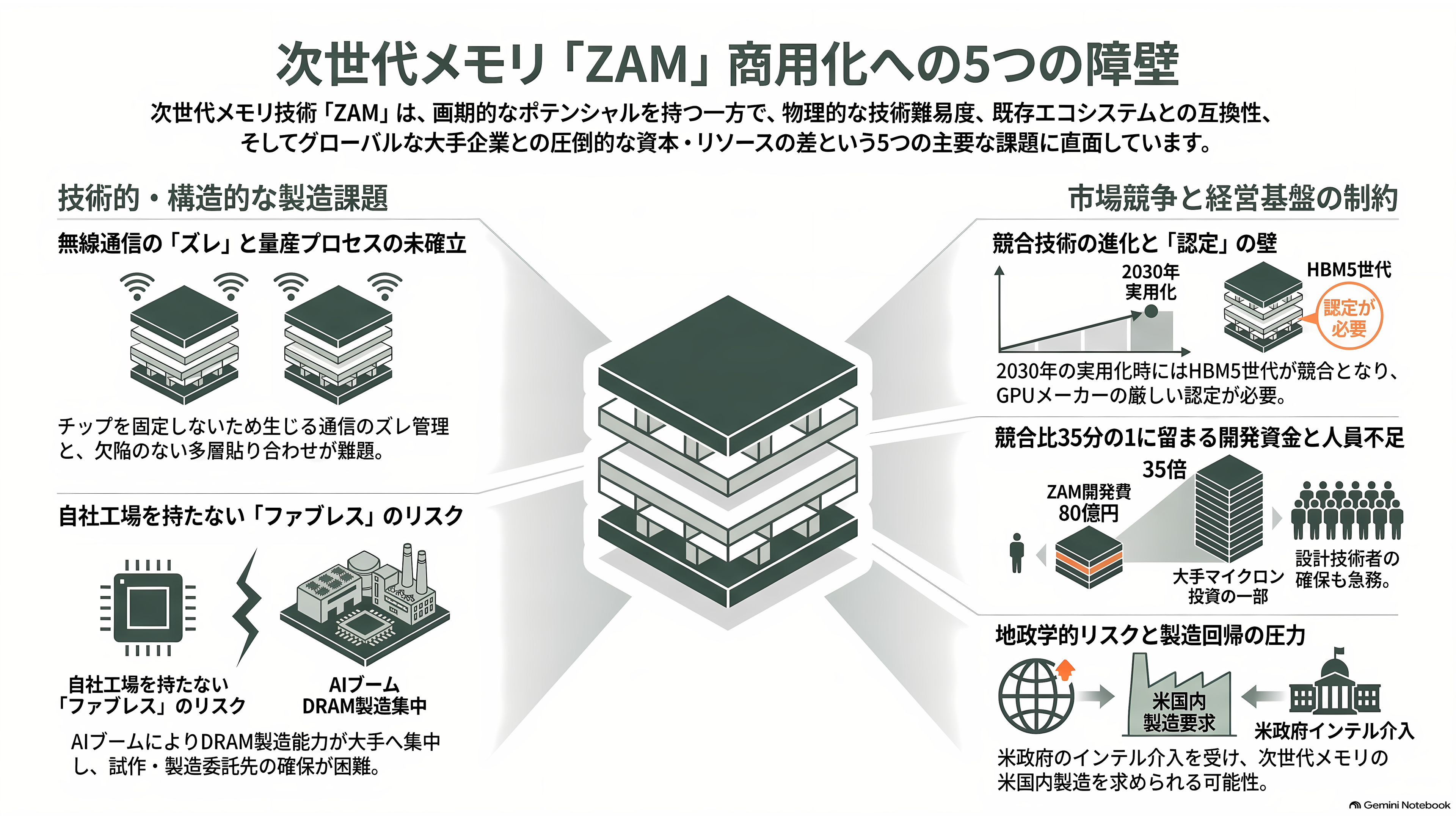 ソフトバンク傘下 SAIMEMORY × 新光電気工業が次世代メモリZAMで協業 - 課題――無線のズレ、動く標的、資金の桁 - 章扉