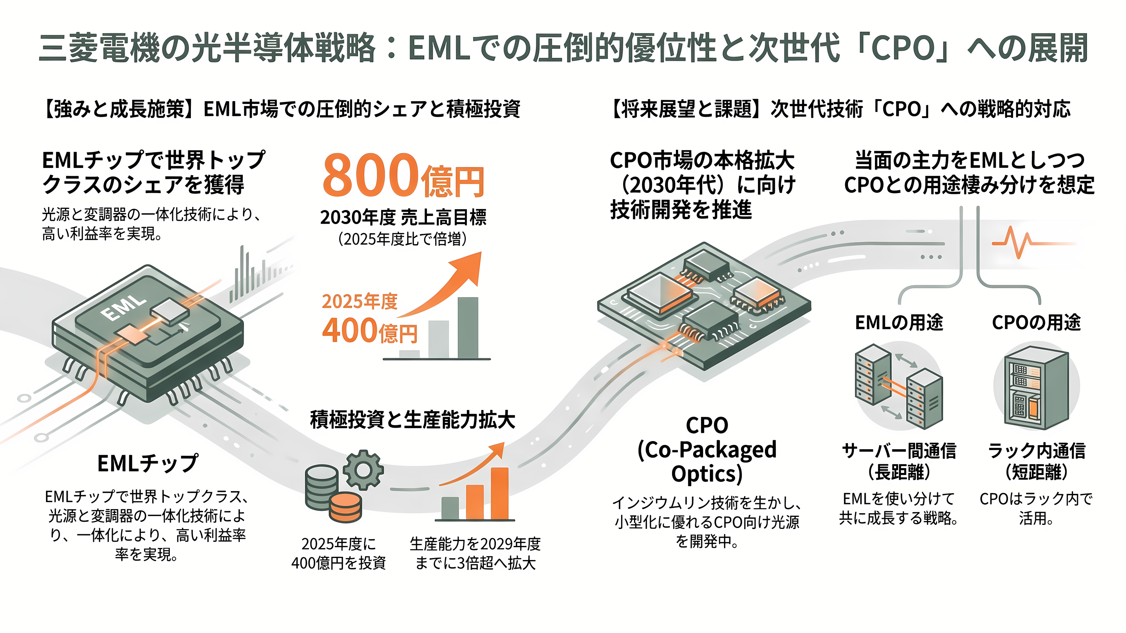 CPO の光源争奪戦。NVIDIA が 2 兆円規模で押さえた Lumentum(LITE)とCoherent(COHR)、追う古河電工(5801)、三菱電機(6503) - 三菱電機(6503)、強みと課題 - 章扉