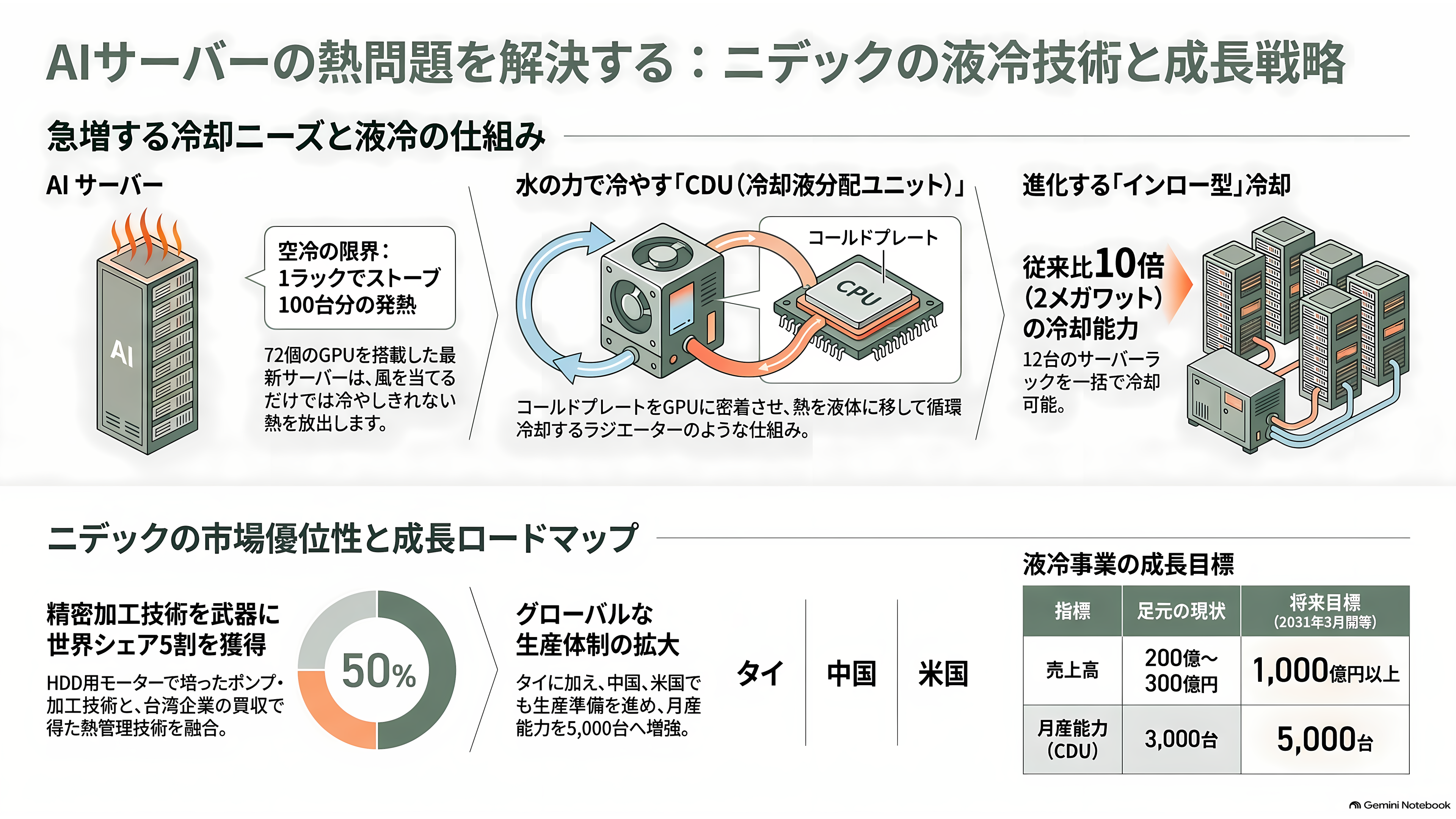 ニデック、最終赤字 5646 億円と 2 年連続の意見不表明。それでも残った HDD モーター 8 割シェアと、AI データセンターの水冷、子会社ニデックコンポーネンツ売却 - AIサーバーを水で冷やす――もう一つの「残ったもの」 - 章扉