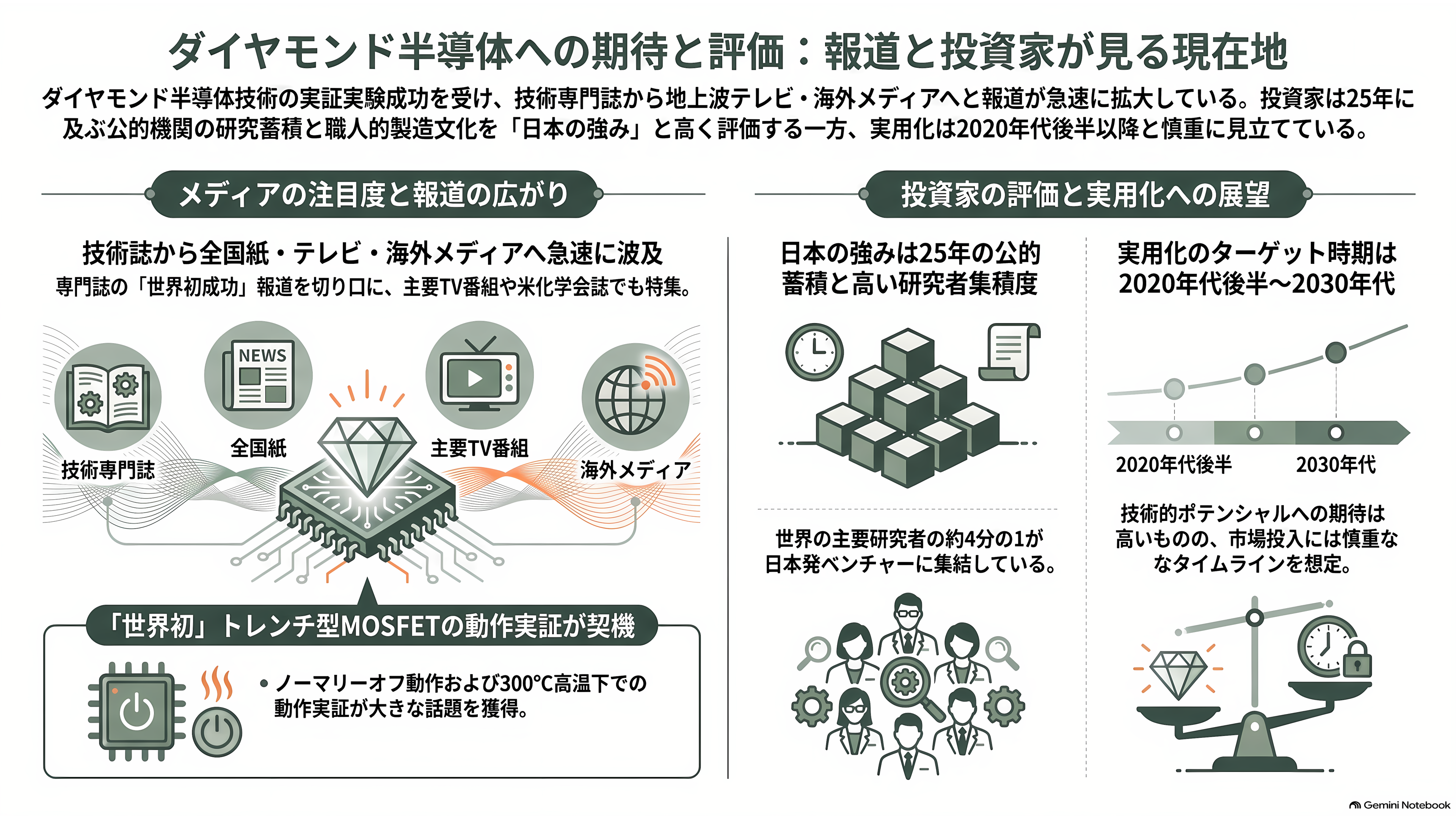 金沢大学の徳田規夫教授らと産総研、トレンチ型反転層ダイヤモンド MOSFET の動作実証に世界で初めて成功 - 報道と投資家は、どう見ているか - 章扉