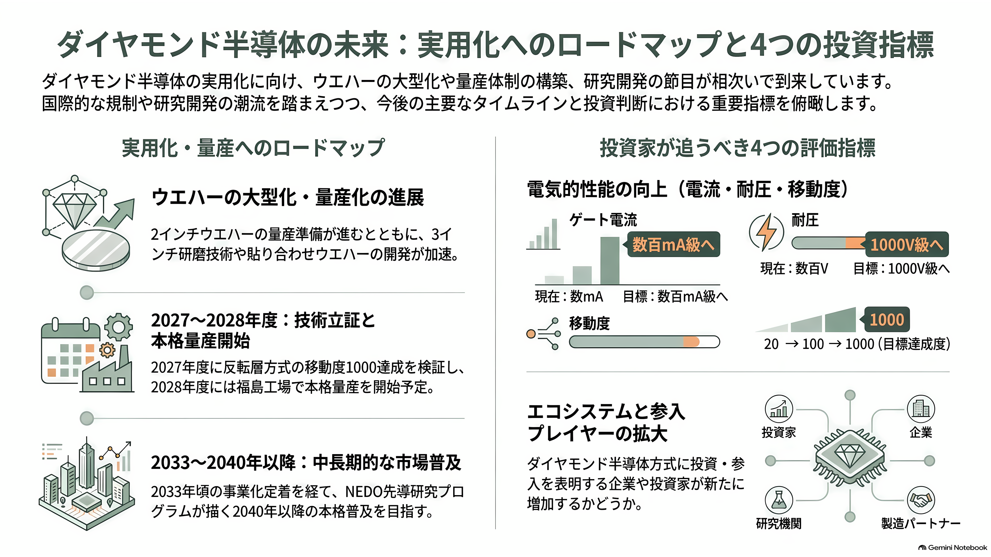 金沢大学の徳田規夫教授らと産総研、トレンチ型反転層ダイヤモンド MOSFET の動作実証に世界で初めて成功 - 次の節目——いつ、何が見えてくるか - 章扉