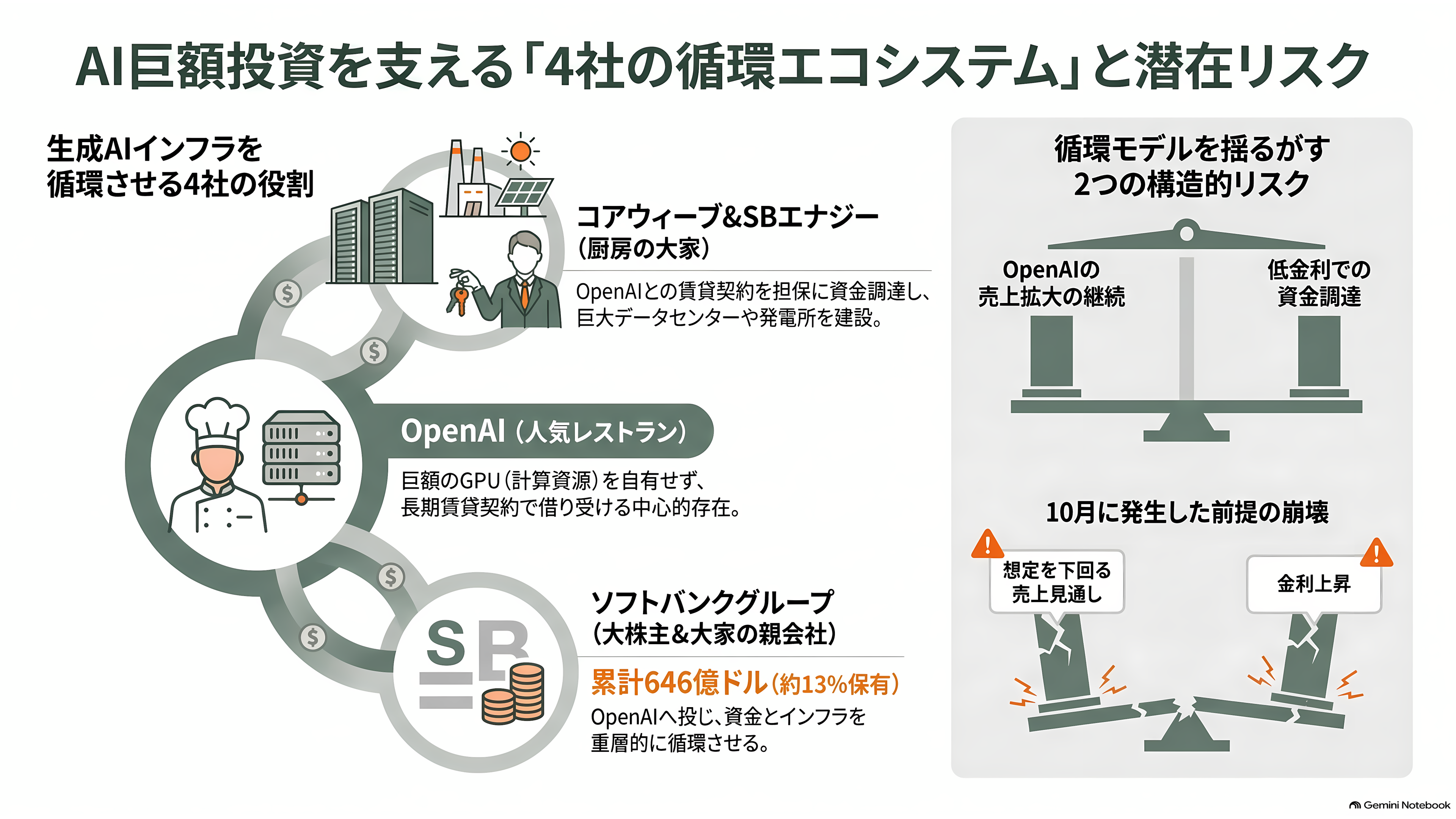 ソフトバンクG株価、1か月で25%超の下落。OpenAIの43.6兆円の赤字、CoreWeave(コアウィーブ)の暴落、SBエナジーIPO延期。何が起こっているのか - 4つの会社をつなぐ一本の糸 - 章扉