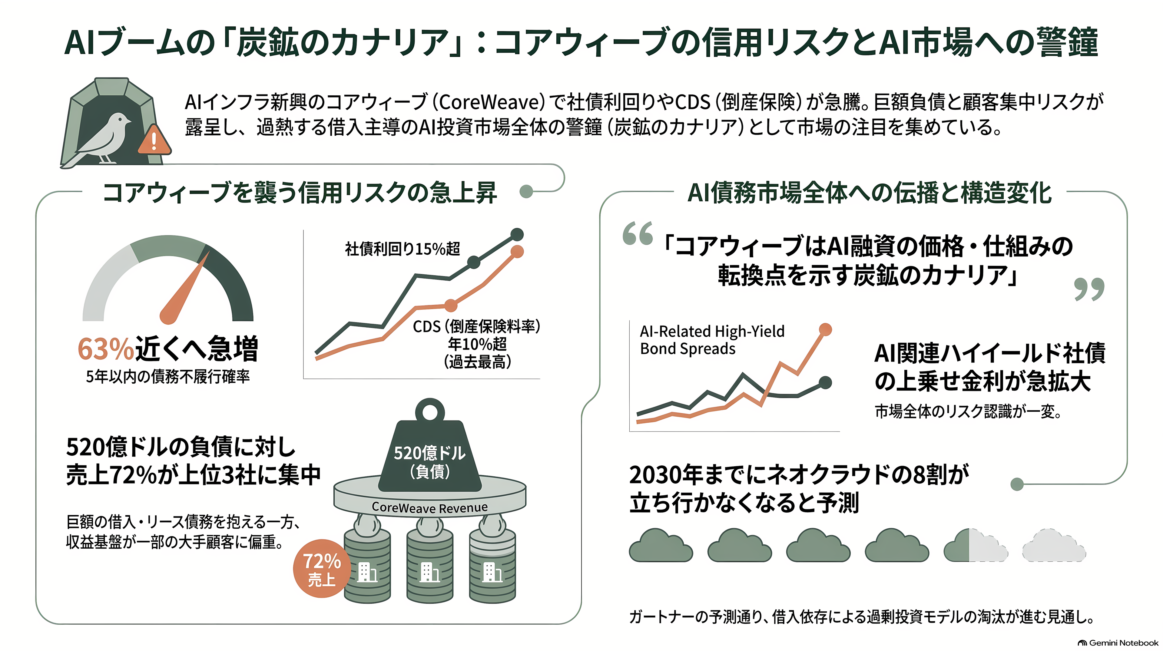 ソフトバンクG株価、1か月で25%超の下落。OpenAIの43.6兆円の赤字、CoreWeave(コアウィーブ)の暴落、SBエナジーIPO延期。何が起こっているのか - 株より先に悲鳴を上げた「社債」と「倒産保険」 - 章扉