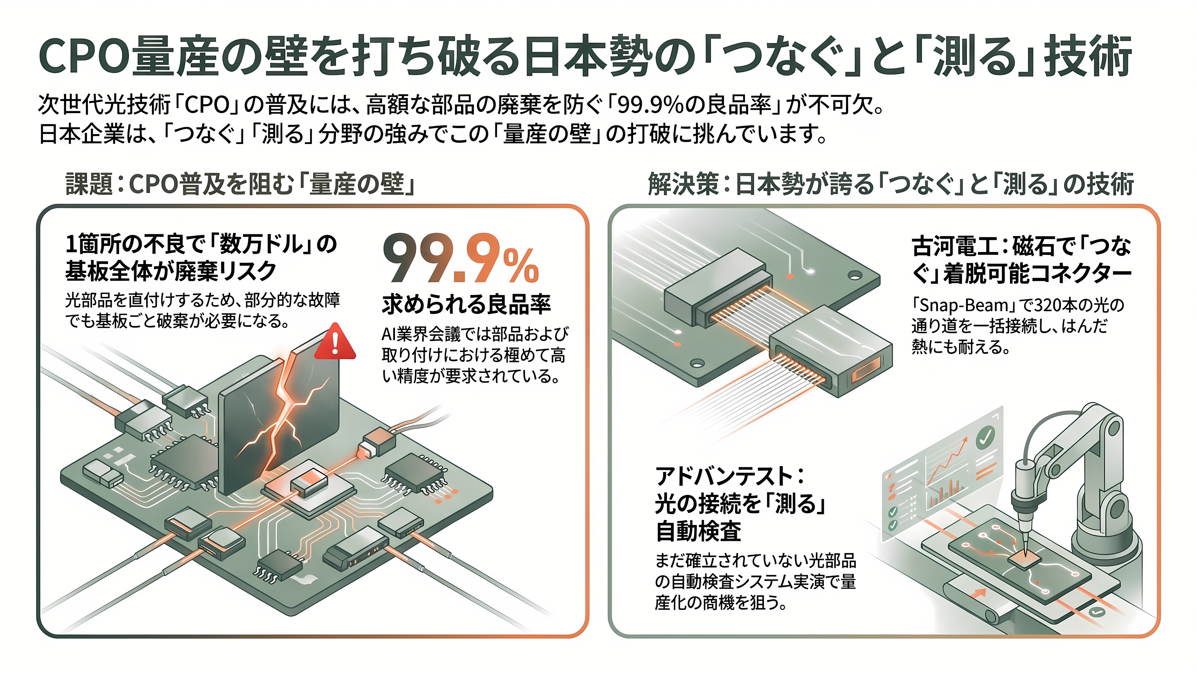 ヨーロッパ最大の光通信・光電融合に関する国際会議・展示会ECOC(イーコック)、今年はマラガで開催 - 注目の展示③ 量産の壁を崩す「つなぐ」と「測る」、日本勢の出番 - 章扉