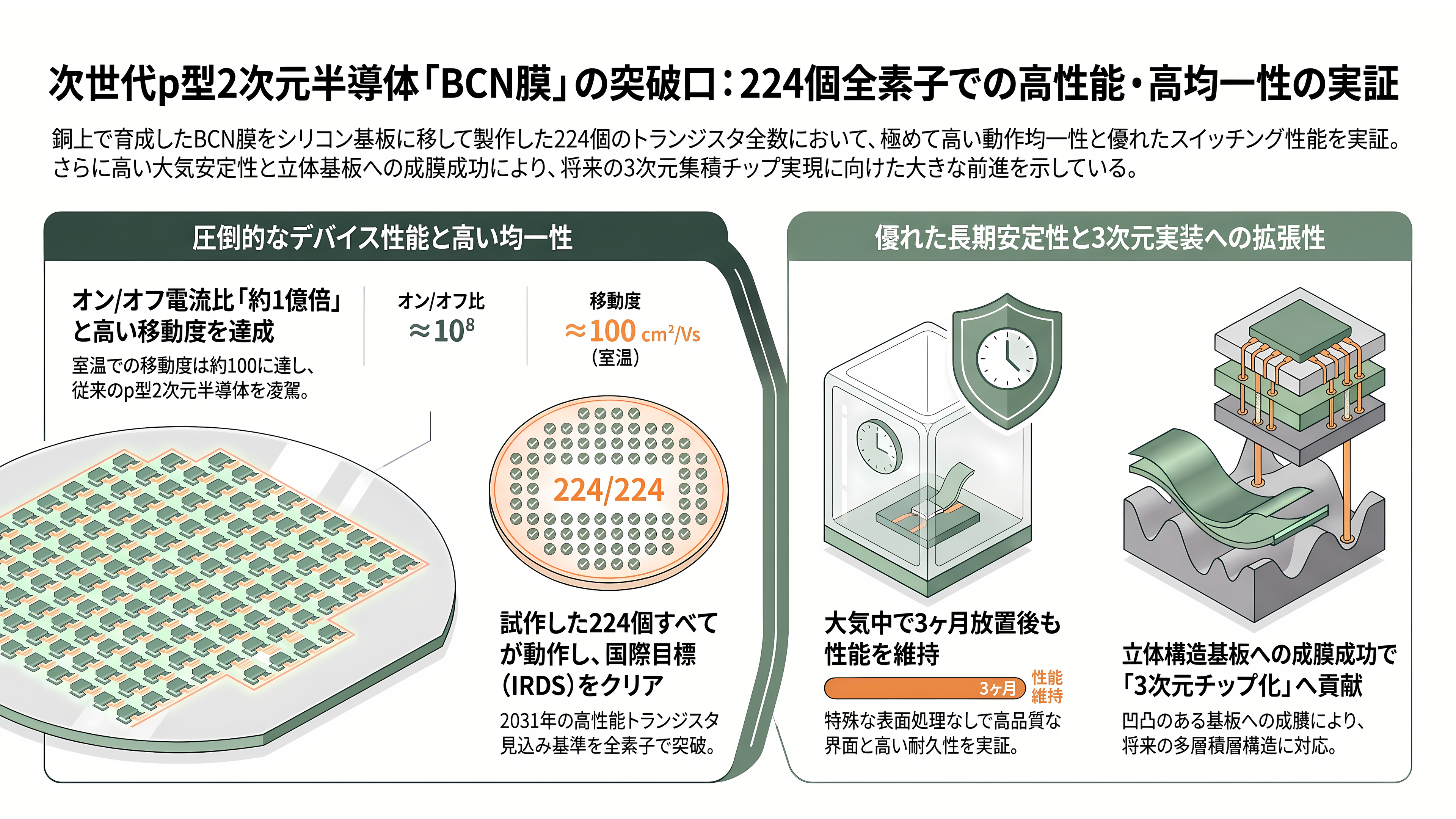 東京大学Vincent Tung（ヴィンセント・タン）らの研究チーム、半導体新素材BCNを開発。成果はネイチャーに掲載、TSMCも支援 - 224個がそろって動いた - 章扉