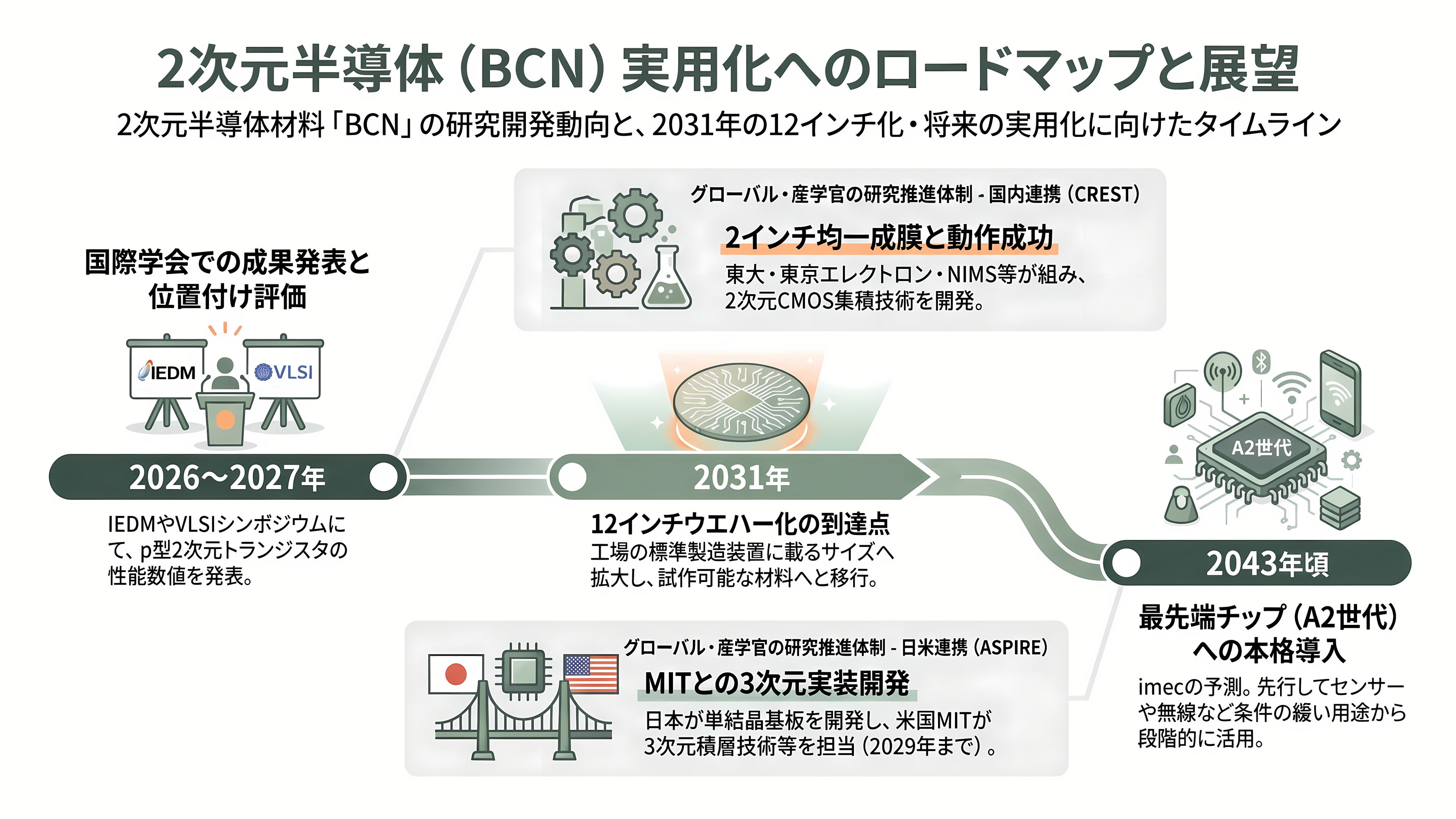 東京大学Vincent Tung(ヴィンセント・タン)らの研究チーム、半導体新素材BCNを開発。成果はネイチャーに掲載、TSMCも支援 - 今後:2031年の12インチまでに何が起きるか - 章扉