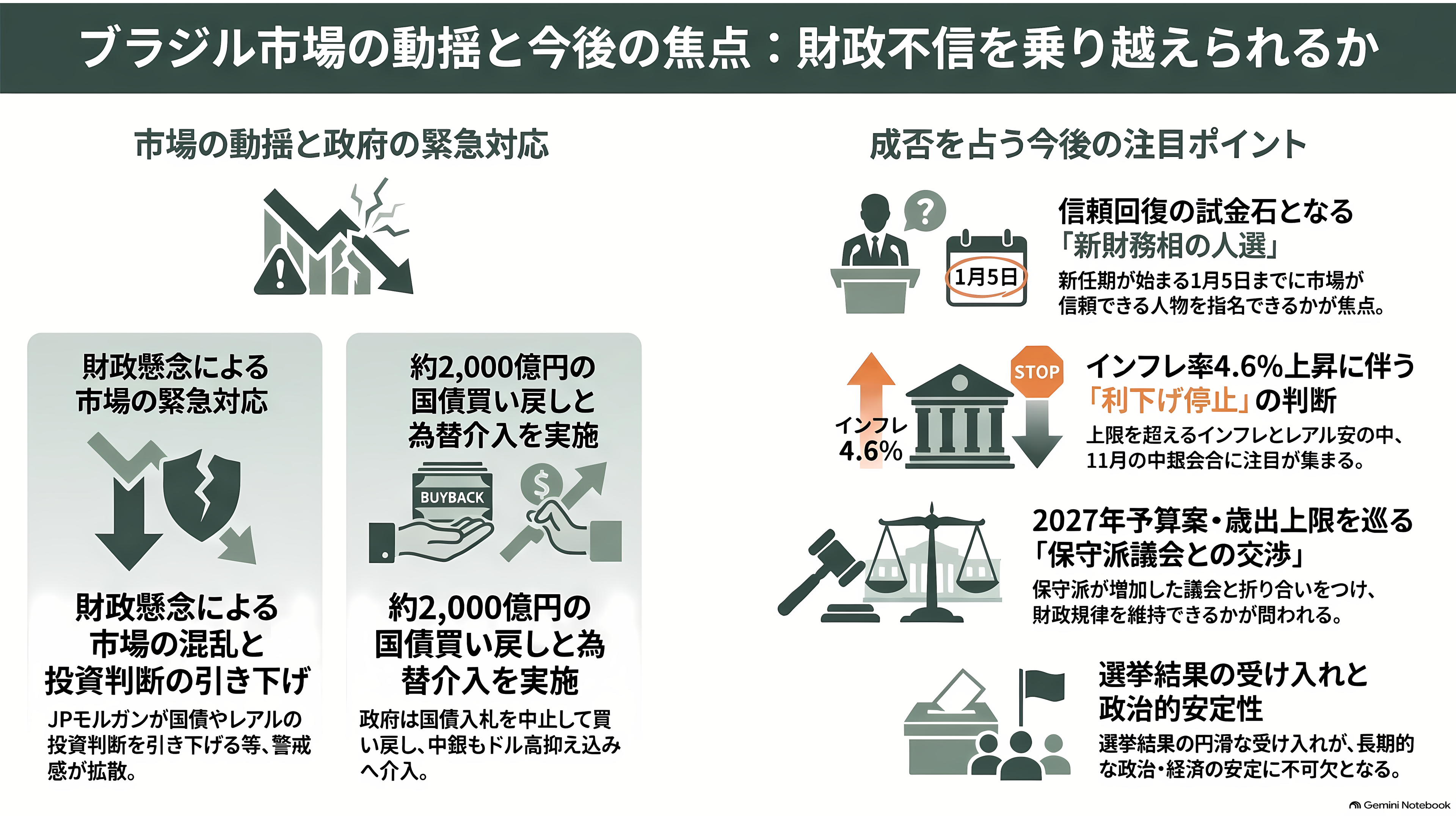 ブラジル市場、ルラ大統領再選を受け暴落。寄り付き直後に10%下げ、サーキットブレーカー発動。その後も下がり15%超安。通貨リラも10%安 - 市場はどう見ているか、これからどこを見ればいいか - 章扉