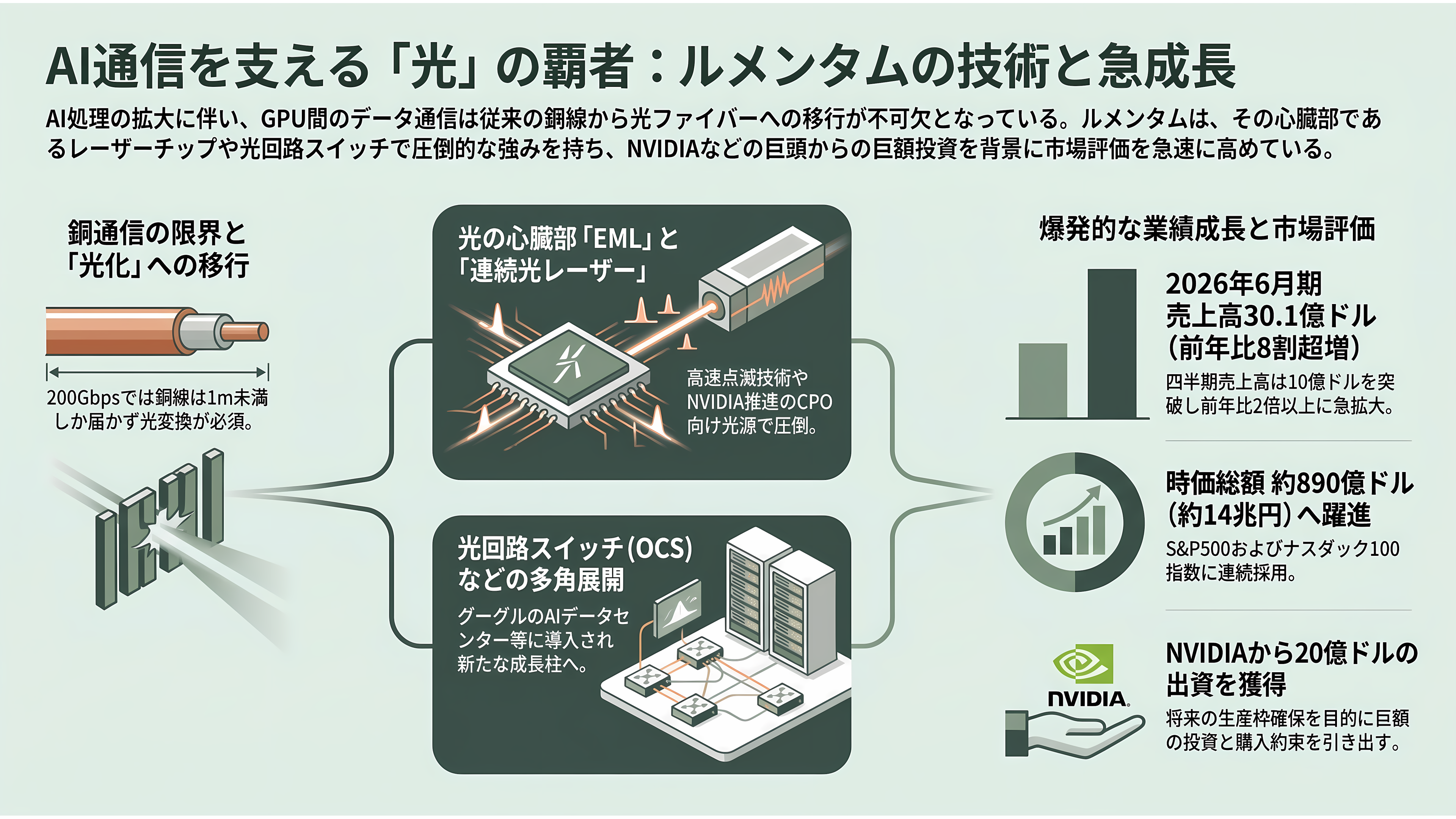 Lumentum(ルメンタム)CEO、光部品は2029 年までほぼ売り切れと発言。三菱電機・住友電工・古河電工にとっては追い風 - ルメンタムとは:AIの光の配線の心臓部を作る会社 - 章扉