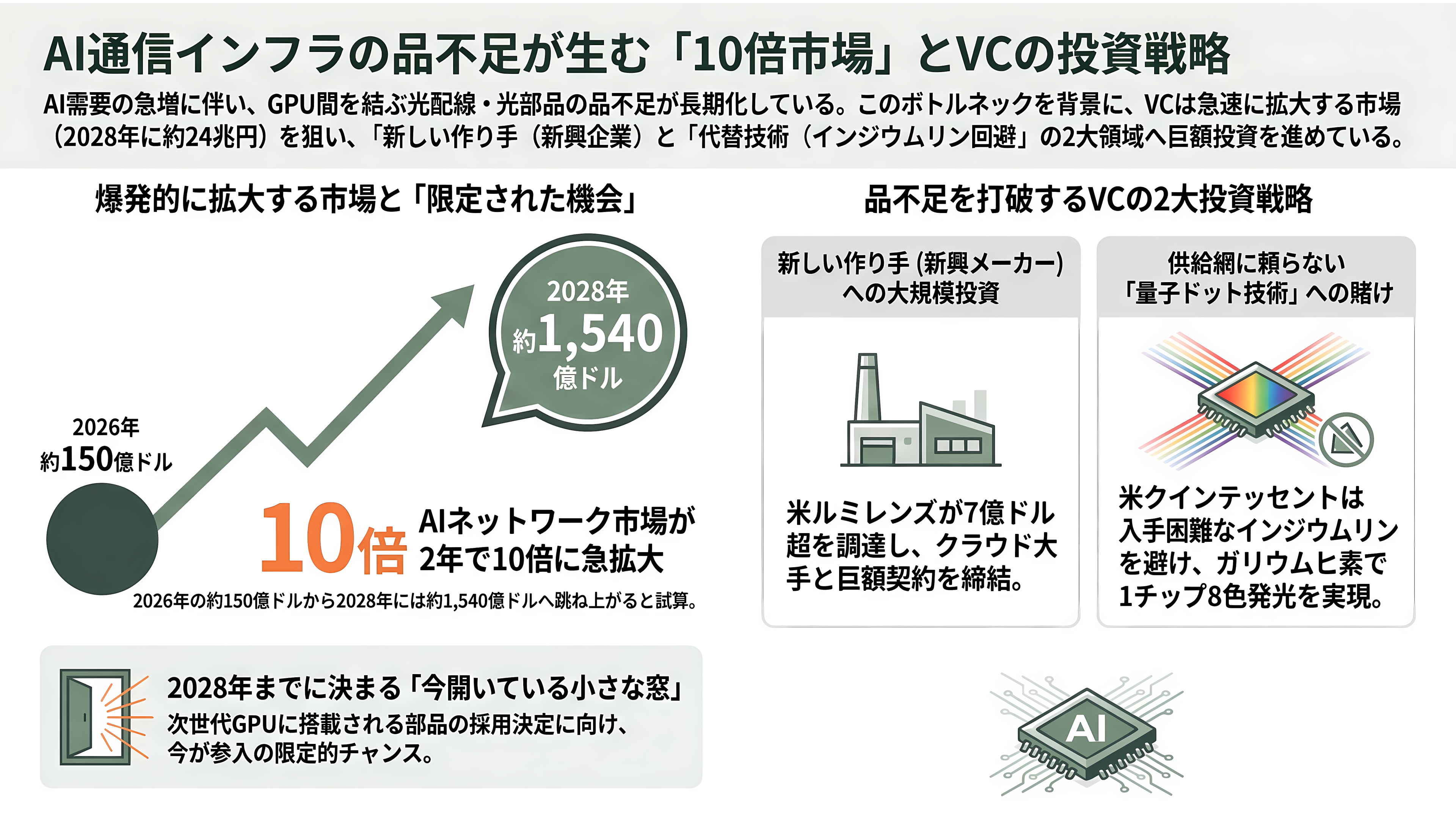 Lumentum(ルメンタム)CEO、光部品は2029 年までほぼ売り切れと発言。三菱電機・住友電工・古河電工にとっては追い風 - VCの視点:3年待ちが開けた窓 - 章扉