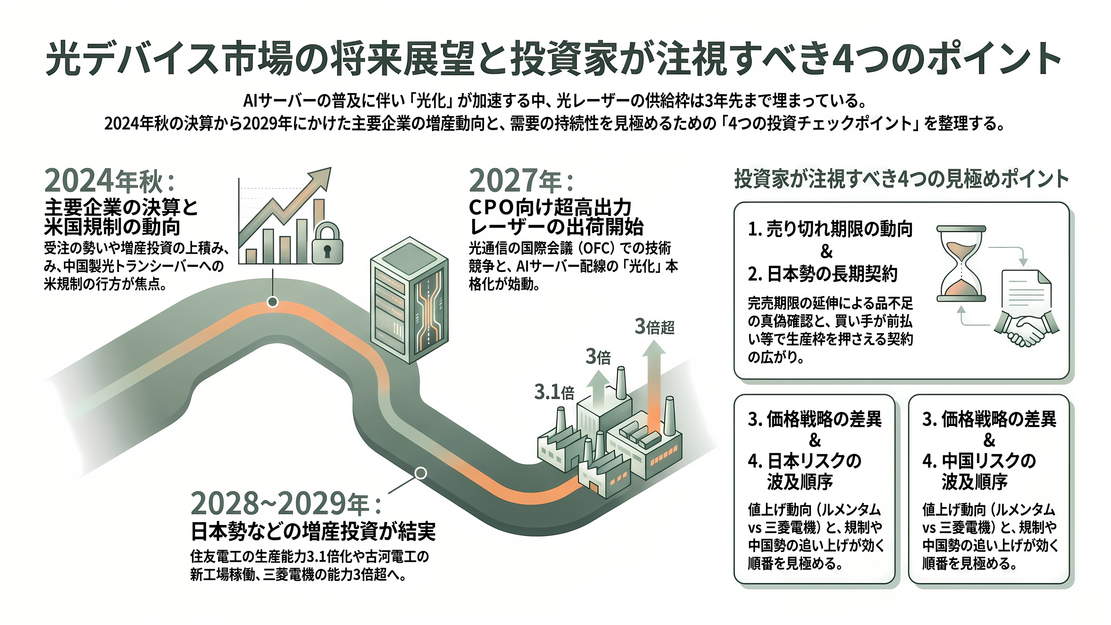 Lumentum(ルメンタム)CEO、光部品は2029 年までほぼ売り切れと発言。三菱電機・住友電工・古河電工にとっては追い風 - 今後:いつ、何が見えてくるか - 章扉