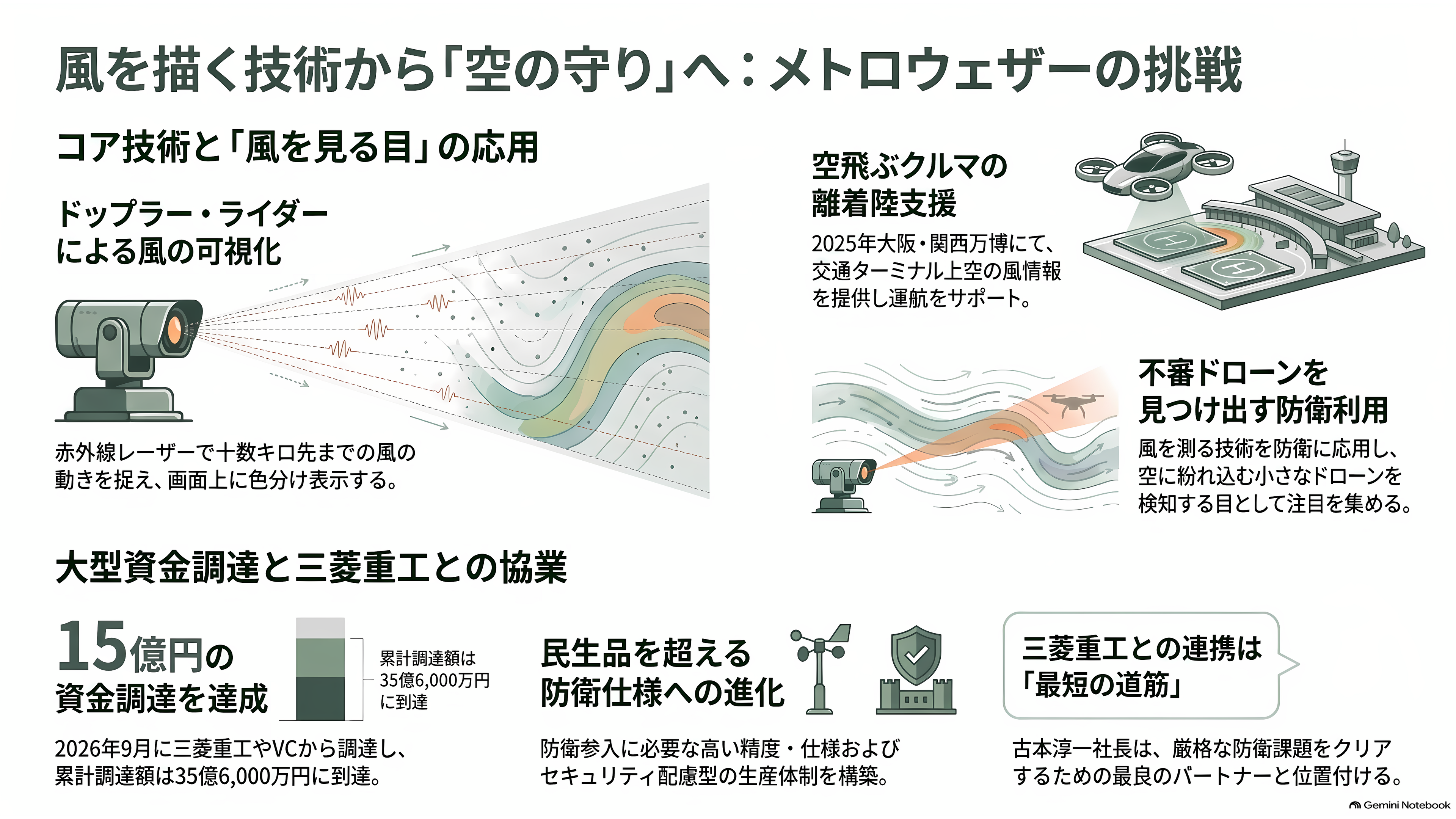 空気の動きを可視化するドップラー・ライダー技術で挑む防衛テック、メトロウェザー - 空を流れる「見えない川」を映し出す箱 - 章扉
